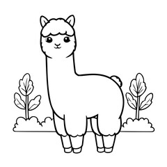 Simple vector illustration of Alpaca hand drawn for toddlers