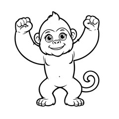 Vector illustration of a cute Gorilla drawing colouring activity