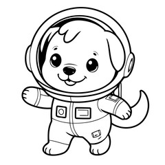 Obraz premium Simple vector illustration of dog for toddlers colouring page