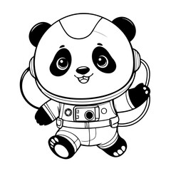 Cute vector illustration Panda for kids coloring activity page
