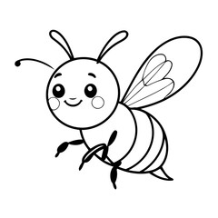 Vector illustration of a cute Bee doodle for kids coloring worksheet