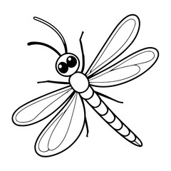 Obraz premium Vector illustration of a cute DragonFly drawing for kids page