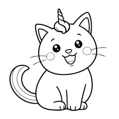 Simple vector illustration of caticorn hand drawn for toddlers