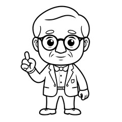 Simple vector illustration of oldman outline for colouring page