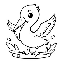 Cute vector illustration Pelican drawing colouring activity