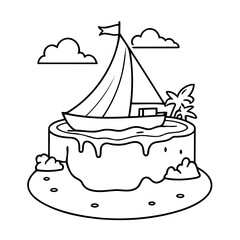 Vector illustration of a cute island drawing for toddlers book