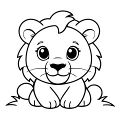 Cute vector illustration Lion for children colouring activity