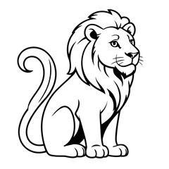 Vector illustration of a cute Lion drawing for colouring page