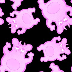 Halloween cartoon monsters seamless bears pattern for wrapping paper and fabrics and kids clothes print and festive