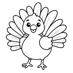 Cute vector illustration Turkey doodle for toddlers coloring activity