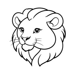 Simple vector illustration of Lion drawing for kids colouring activity