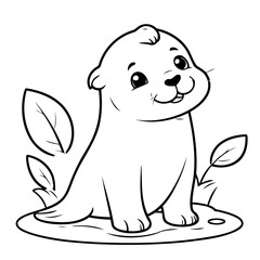 Simple vector illustration of SeaLion for toddlers colouring page