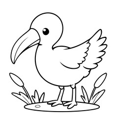 Vector illustration of a cute Ibis drawing for children page