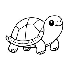 Simple vector illustration of Turtle hand drawn for toddlers