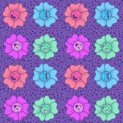 Cartoon flower seamless pattern for wrapping paper and fabrics and linens and kids clothes print