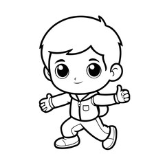 Cute vector illustration Boy doodle for kids colouring page