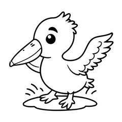 Cute vector illustration Pelican doodle for toddlers colouring page
