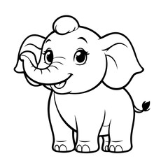 Simple vector illustration of Elephant for children colouring activity