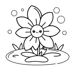 Cute vector illustration Flower for toddlers colouring page