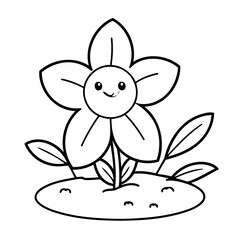 Cute vector illustration Flower drawing for toddlers coloring activity