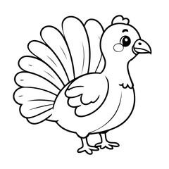 Vector illustration of a cute Turkey doodle for toddlers coloring activity