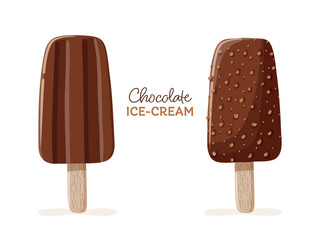 Set of chocolate ice cream. Summer sweet dessert