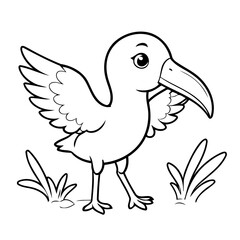 Vector illustration of a cute Ibis doodle for children worksheet