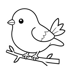 Simple vector illustration of Bird drawing for toddlers coloring activity