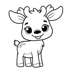 Cute vector illustration Moose hand drawn for kids coloring page