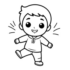 Cute vector illustration Boy drawing for children page