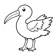 Simple vector illustration of Ibis drawing for toddlers colouring page
