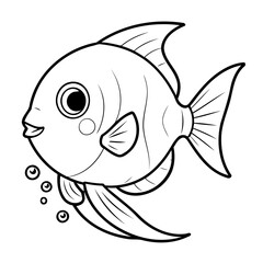 Cute vector illustration Angelfish for toddlers colouring page