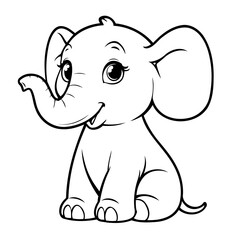 Cute vector illustration Elephant hand drawn for toddlers