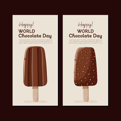 World chocolate day. Set of banner templates with ice cream