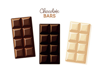 Set of chocolate bars. Sweet dessert