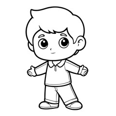 Simple vector illustration of Boy for kids colouring worksheet
