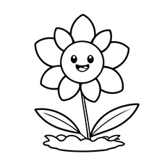Cute vector illustration IndoorFlower hand drawn for kids page