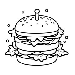 Simple vector illustration of Burger for children colouring activity