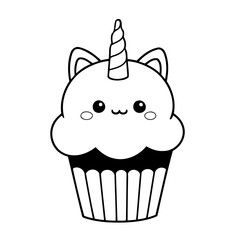 Simple vector illustration of Caticorn outline for colouring page