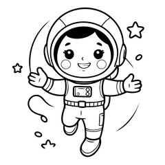 Simple vector illustration of astronaut for kids coloring page