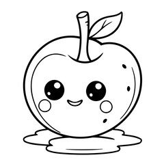 Vector illustration of a cute Cherry drawing for kids colouring activity
