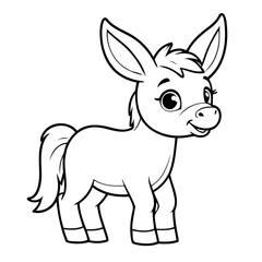 Vector illustration of a cute Donkey drawing for colouring page