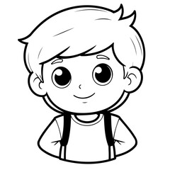 Obraz premium Cute vector illustration Boy doodle for toddlers colouring page