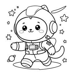 Simple vector illustration of catastronaut hand drawn for kids page
