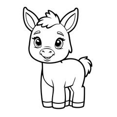 Cute vector illustration Donkey drawing for children page