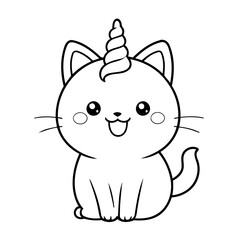 Cute vector illustration caticorn doodle for toddlers worksheet