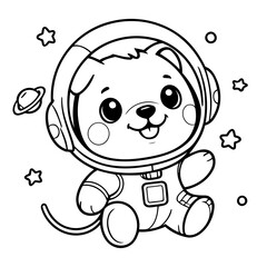 Simple vector illustration of dog drawing for toddlers coloring activity