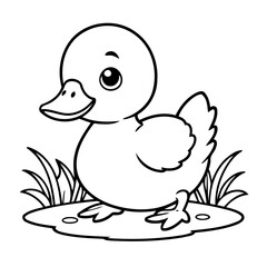 Vector illustration of a cute Duck doodle for toddlers worksheet