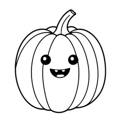 Simple vector illustration of Pumpkin drawing for toddlers coloring activity