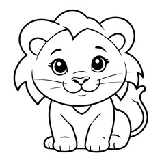 Simple vector illustration of Lion for children colouring activity